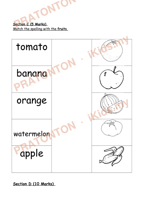 Pratonton muka 3 lembaran UJIAN DIAGNOSTIK BAHASA INGGERIS TAHUN 1 — Bahasa Inggeris Tahun 1