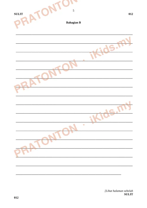 Pratonton muka 5 lembaran Ujian Diagnostik Tahun 6 — Bahasa Melayu Penulisan — Bahasa Melayu Tahun 6