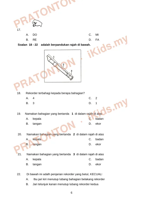 Pratonton muka 6 lembaran Ujian Pendidikan Kesenian 2 — Pendidikan Kesenian Tahun 4