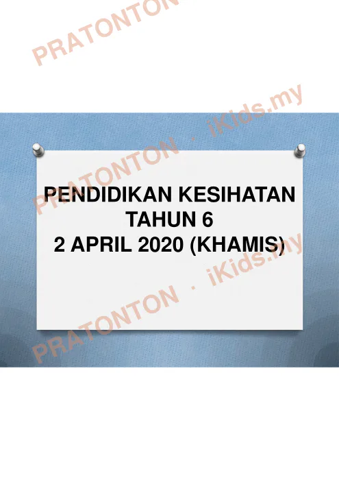 Pratonton muka 1 lembaran Ujian Pendidikan Kesihatan Tahun 6 — April 2020 — Pendidikan Kesihatan Tahun 6