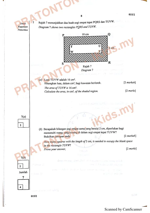 Pratonton muka 8 lembaran Ujian Penilaian OTI 3 Tahun 6 Ogos 2018 — Matematik Kertas 2 — Matematik Tahun 6