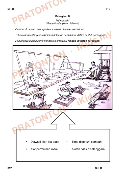 Pratonton muka 4 lembaran Ujian Percubaan 2018 — Bahasa Melayu Penulisan — Bahasa Melayu Tahun 6