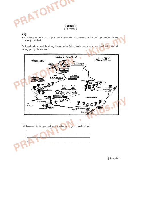 Pratonton muka 3 lembaran Ujian Pertengahan Penggal 2 — Bahasa Inggeris Tahun 5 Penulisan — Bahasa Inggeris Tahun 5