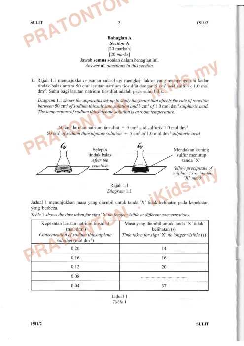 Pratonton muka 1 lembaran Ujian Sains 1 — Sains Tahun 4