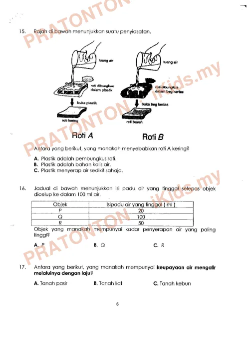 Pratonton muka 6 lembaran Ujian Sains — Sains Tahun 3