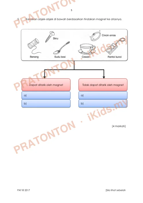Pratonton muka 5 lembaran Ujian Sains — Sains Tahun 3