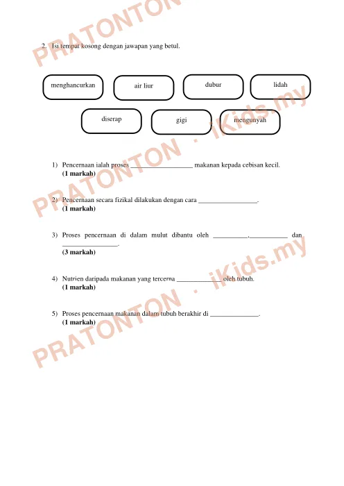 Pratonton muka 6 lembaran Ujian Sains — Sains Tahun 3