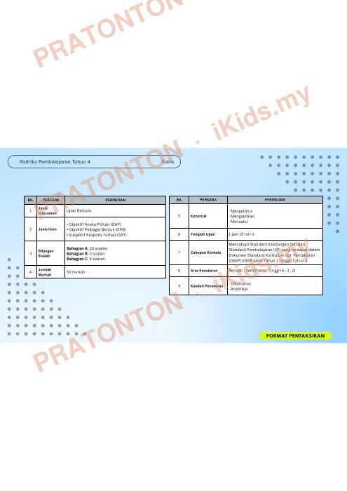 Pratonton muka 1 lembaran Ujian Sains 4 — Sains Tahun 4