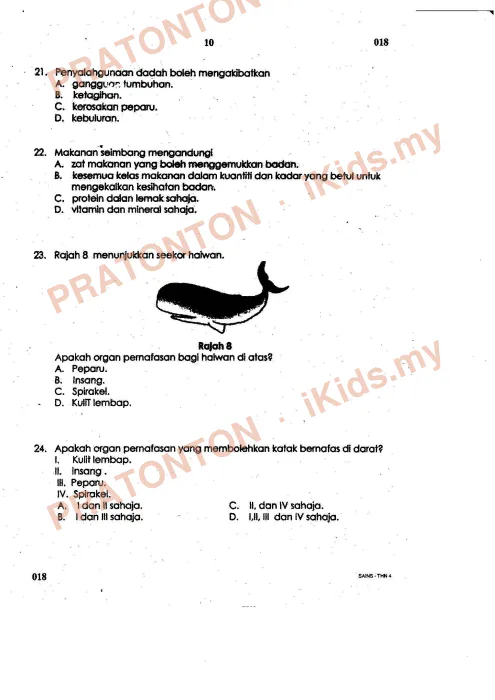 Pratonton muka 10 lembaran Ujian Sains 7 — Sains Tahun 4