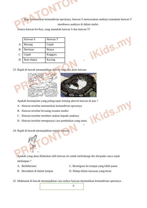 Pratonton muka 6 lembaran Ujian Sains Tahun 5 — Jawab Semua Soalan (Set B) — Sains Tahun 5
