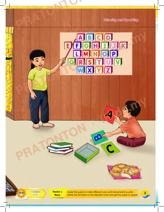 Pratonton muka 3 lembaran Unit 1 — Bahasa Inggeris Tahun 1