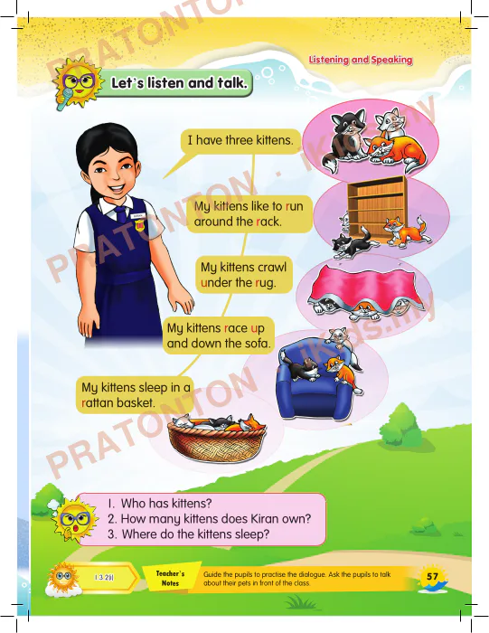 Pratonton muka 3 lembaran Unit 10 — Bahasa Inggeris Tahun 1