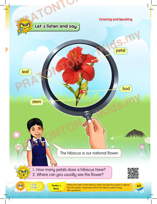 Pratonton muka 3 lembaran Unit 11 — Bahasa Inggeris Tahun 1