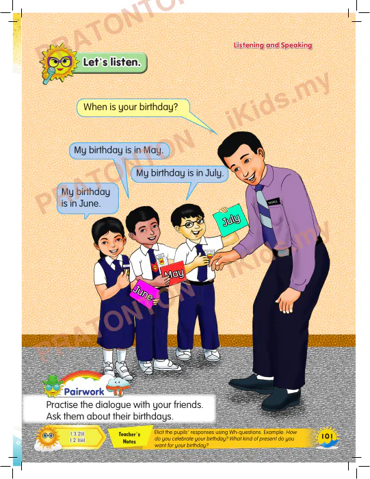 Pratonton muka 3 lembaran Unit 17 — Bahasa Inggeris Tahun 1