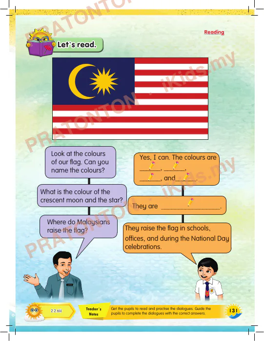 Pratonton muka 3 lembaran Unit 22 — Bahasa Inggeris Tahun 1