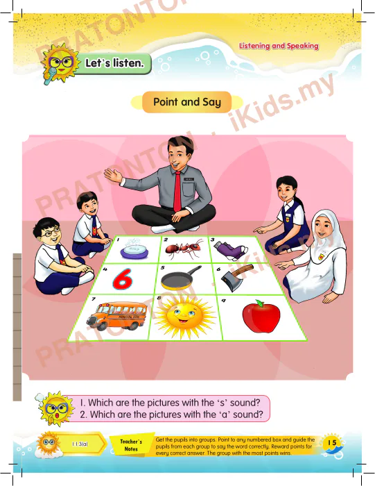 Pratonton muka 3 lembaran Unit 3 — Bahasa Inggeris Tahun 1