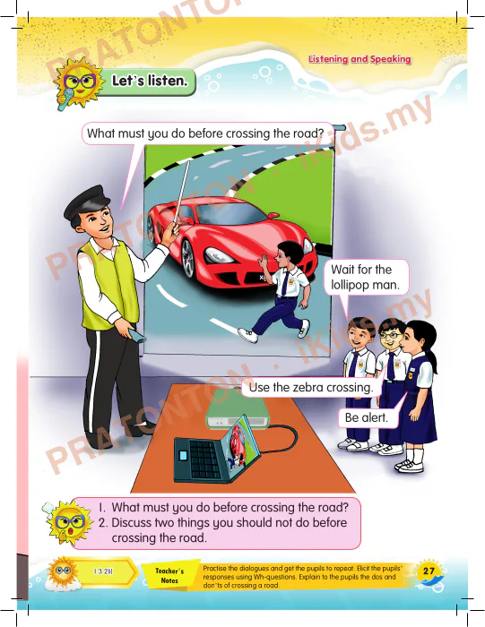 Pratonton muka 3 lembaran Unit 5 — Bahasa Inggeris Tahun 1