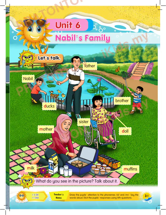 Pratonton muka 1 lembaran Unit 6 — Bahasa Inggeris Tahun 1