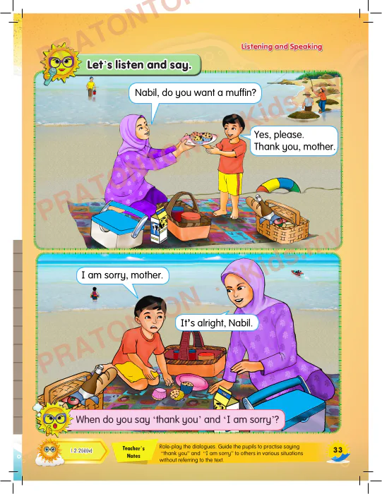 Pratonton muka 3 lembaran Unit 6 — Bahasa Inggeris Tahun 1