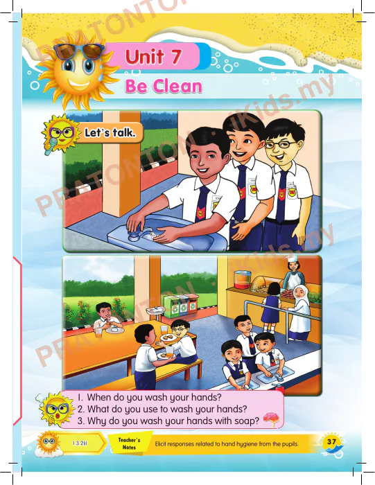Pratonton muka 1 lembaran Unit 7 — Bahasa Inggeris Tahun 1