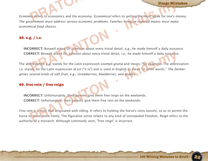 Pratonton muka 8 lembaran Usage Mistakes — Bahasa Inggeris Tahun 1