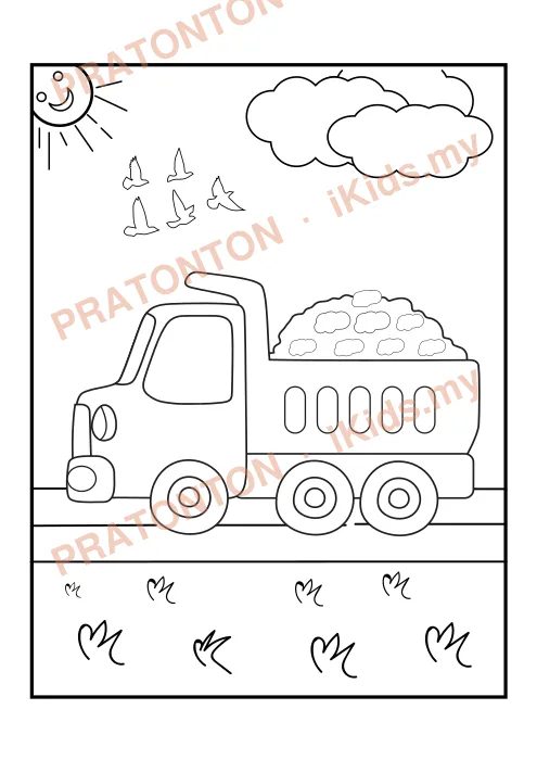 Pratonton muka 1 lembaran Vehicle Coloring Book For Kids — Mewarna Anak Istimewa