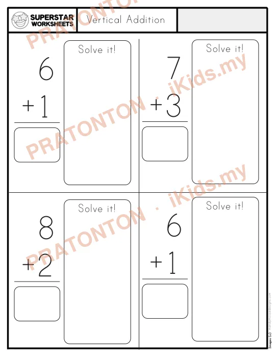 Pratonton muka 1 lembaran Vertical Addition — Matematik Tahun 1