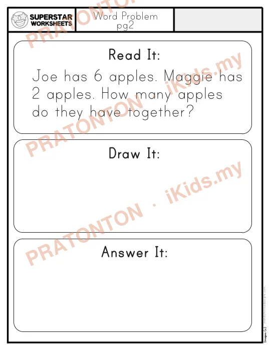 Pratonton muka 1 lembaran Word Problem — Matematik Tahun 1