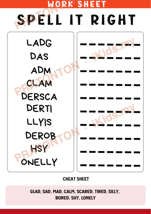 Pratonton muka 18 lembaran WORK SHEET — Bahasa Inggeris Tahun 1